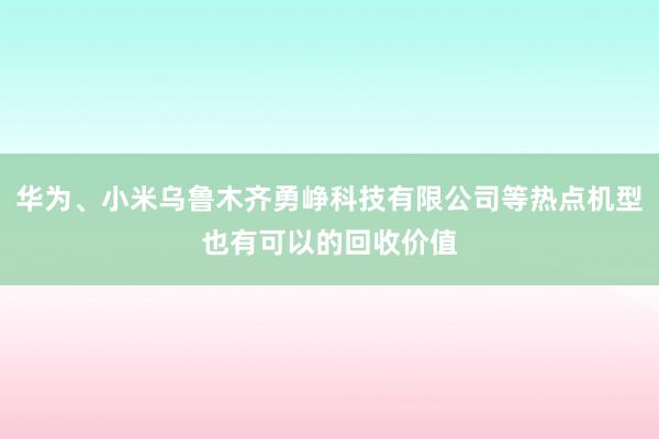 华为、小米乌鲁木齐勇峥科技有限公司等热点机型也有可以的回收价值